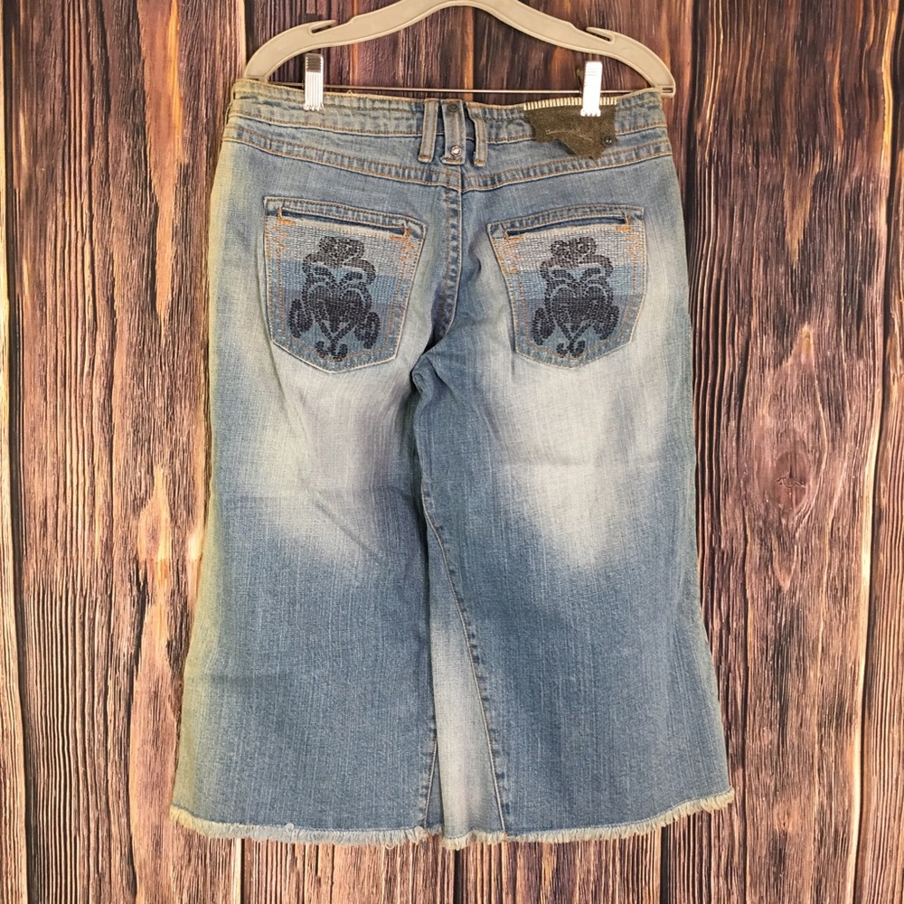 INDUSTRIAL COTTON GOUCHO Capri Denim Jean Pants 7 Wide Leg CROP